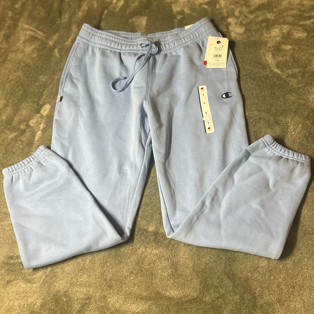 Champion Light Blue Men’s Fleece Joggers with Drawstring
